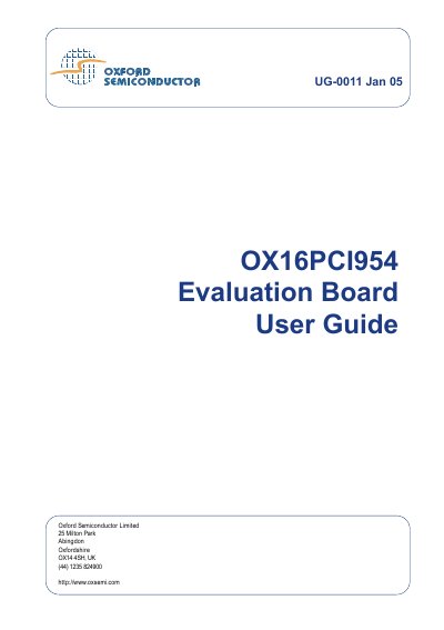 Oxford Semiconductor OX16PCI954 Evaluation Board User Manual