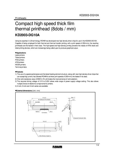 ROHM KD2003-DG10A Printhead User Manual - cover page