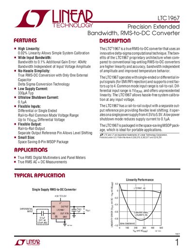Linear Technology LTC1967 RMS-to-DC Converter Datasheet - cover page