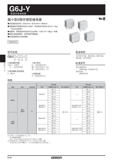 OMRON G6KJ-Y Surface installation relay Manual