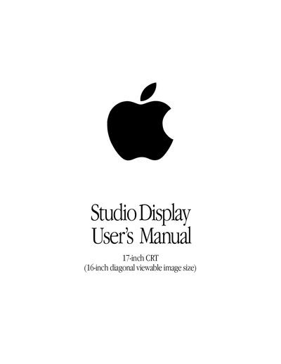 Apple Studio display (17 inches CRT) user manual - cover page