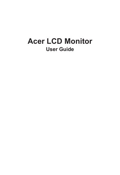 Acer KA242Y LCD Monitor User Guide - cover page