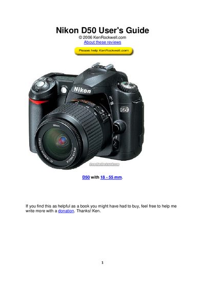 Nikon D50 User's Guide - cover page