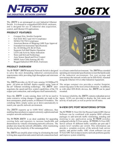 N-TRON 306TX Data Sheet - cover page