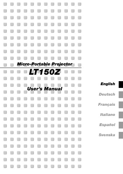 NEC LT150Z Micro-Portable Projector User Manual - cover page