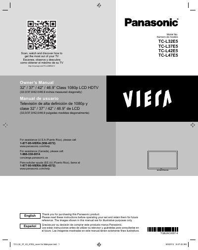 Panasonic TC-L32E5 TC-L37E5 TC-L42E5 TC-L47E5 owner's Manual(1) - cover page