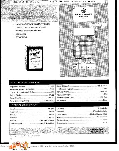 MIL Electronics Series S Power Supply Product Leaflet - cover page