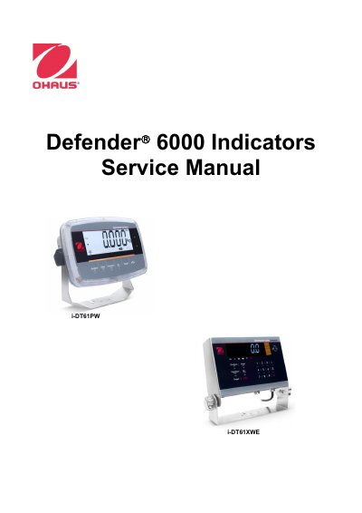 Ohaus Defender 6000 Indicators Service Manual i-DT61PW i-DT61XWE Instruction Manual - cover page