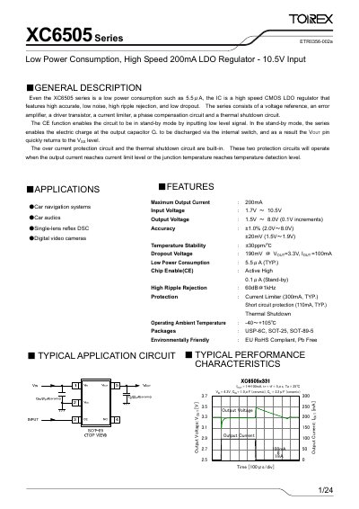 Torex XC6505 Series LDO Regulator Datasheet - cover page