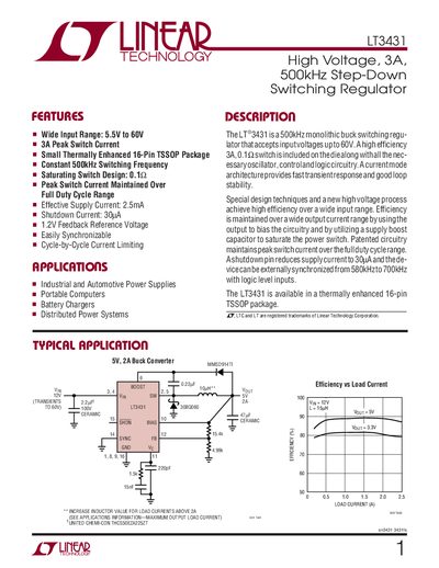 Linear Technology LT3431 Datasheet - cover page