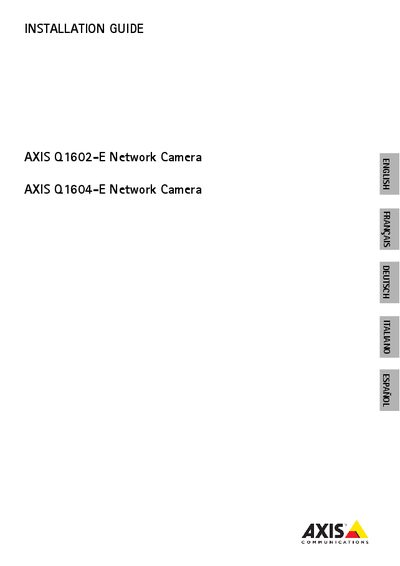 Axis Q1602-E / Q1604-E Network Camera Installation Guide