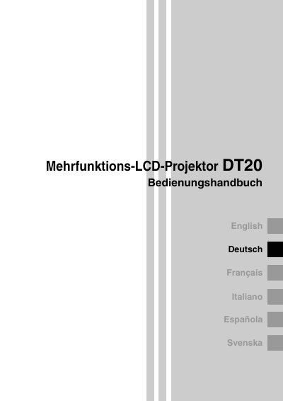 NEC DT20 Projector User Manual - cover page
