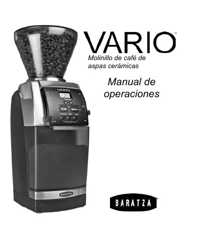 Baratza VARIO Coffee Grinder Operations Manual - cover page