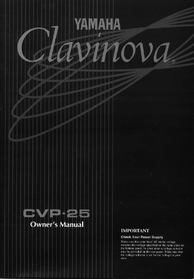 Yamaha CVP-25 Clavinova Owner's Manual - cover page