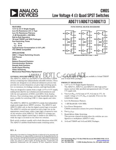 Analog Devices ADG711/ADG712/ADG713 Datasheet - cover page