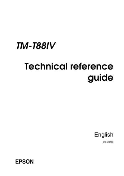 Epson TM-T88IV Printer Technical Reference Guide - cover page