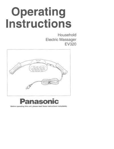 Panasonic EV320 Household Electric Massager Operating Instructions - cover page