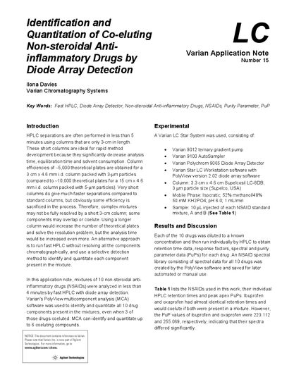 Varian PolyView Multicomponent Analysis Application Note 15 - cover page