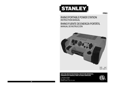 RHINO PPRH5 Portable Power Station Instruction Manual - cover page