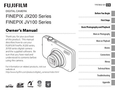 FUJIJX200/JV100 seriesDIGITAL CAMERA owner's manual - cover page