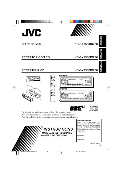 JVC KD-SX850/SX750 CD Receiver User Manual - cover page