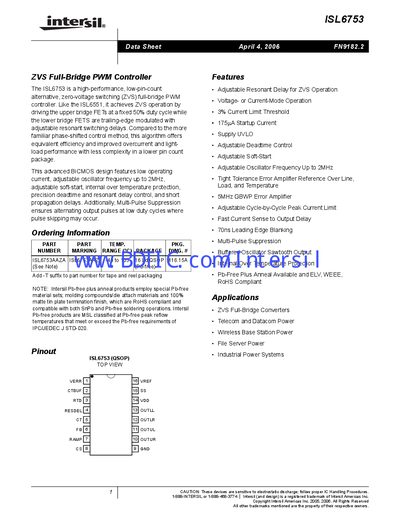 Intersil ISL6753 Datasheet - cover page