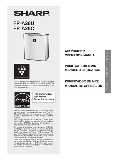 Sharp FP-A28U/FP-A28C Air Purifier Operation Manual - cover page