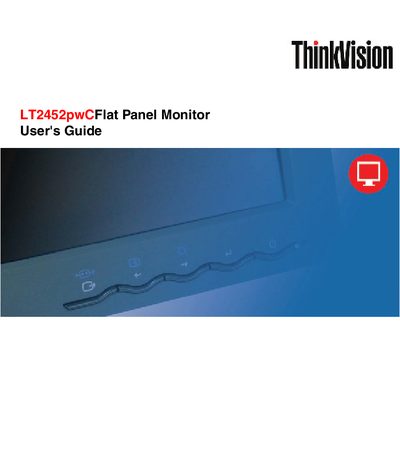 Lenovo ThinkVision LT2452pwC Flat Panel Monitor User Guide - cover page