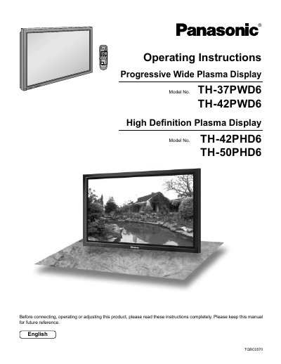 Panasonic Plasma Display Operating Instructions - cover page