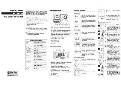 Hanna Instruments HI 96724 Free & Total Chlorine ISM Instruction Manual - cover page