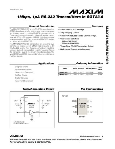 Maxim MAX3188/MAX3189 Datasheet - cover page