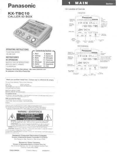 Panasonic KX-TBC10B Manual - cover page