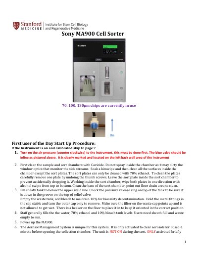 Sony MA900 Cell Sorter User Manual - cover page