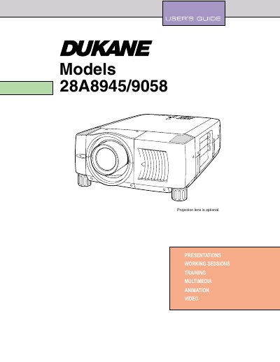 Dukane 28A8945/9058 Projector User Manual - cover page