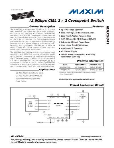 Maxim MAX3841 Datasheet - cover page