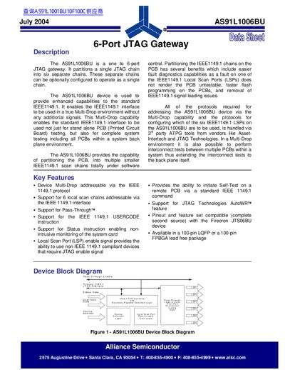 Alliance Semiconductor AS91L1006BU Datasheet - cover page