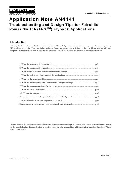 Fairchild FPS Flyback Application Troubleshooting Guide AN4141 - cover page