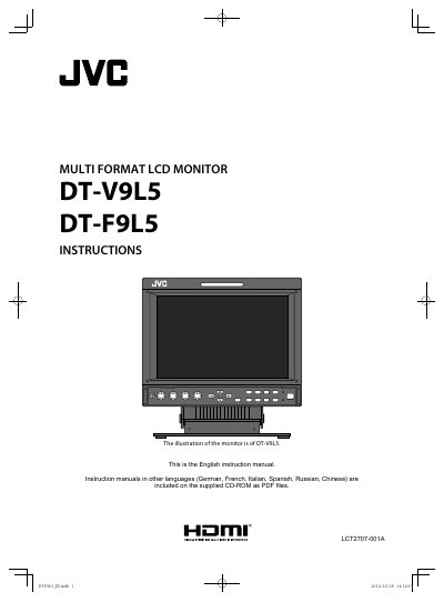JVC DT-V9L5 Multi Format LCD Monitor Instruction Manual - cover page