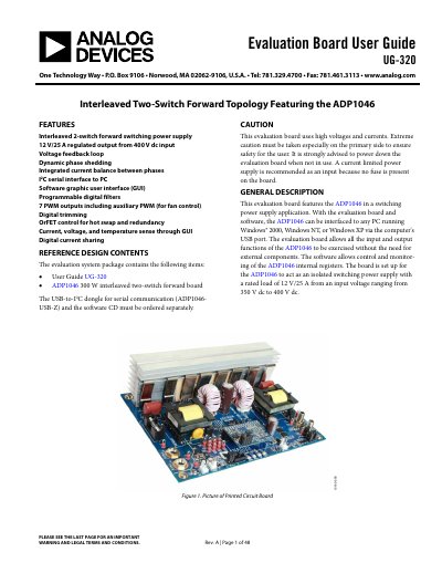Analog Devices ADP1046 Evaluation Board User Guide UG-320