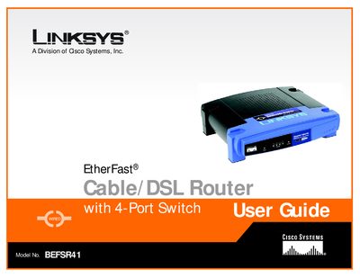 Linksys BEFSR41 Router User Guide - cover page