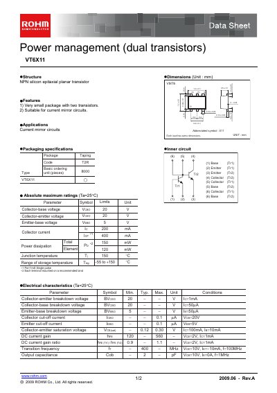 ROHM VT6X11 Datasheet