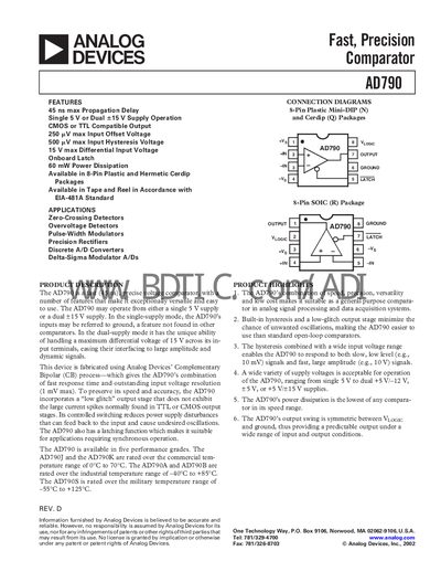 Analog Devices AD790 Datasheet - cover page