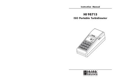 Hanna Instruments HI 98713 ISO Portable Turbidimeter Instruction Manual - cover page