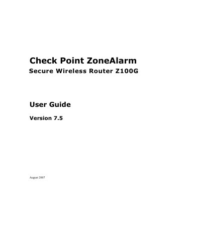 Check Point Z100G User Guide Version 7.5 - cover page