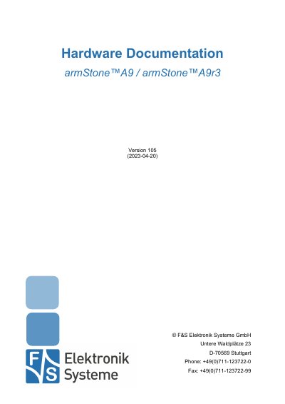 F&amp;S Elektronik Systeme armStone A9/A9r3 Hardware Documentation
