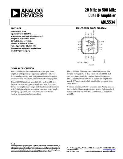 Analog Devices ADL5534 Datasheet - cover page