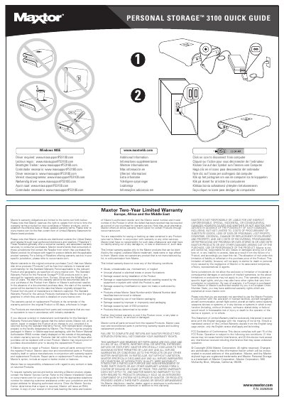 Maxtor Personal Storage 3100 Quick Guide - cover page