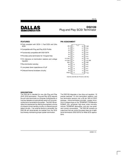 Dallas Semiconductor DS2109 Datasheet - cover page