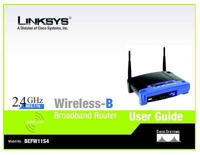 Linksys BEFW11S4 Wireless-B Broadband Router User Guide - cover page