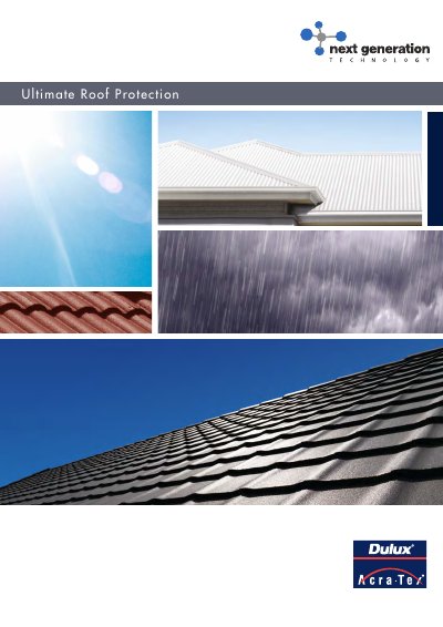 Dulux AcraTex Roof Membrane Next Generation Brochure - cover page